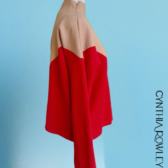 Cynthia Rowley Women's Red and Tan Cowl Sweater - Picture 5 of 8